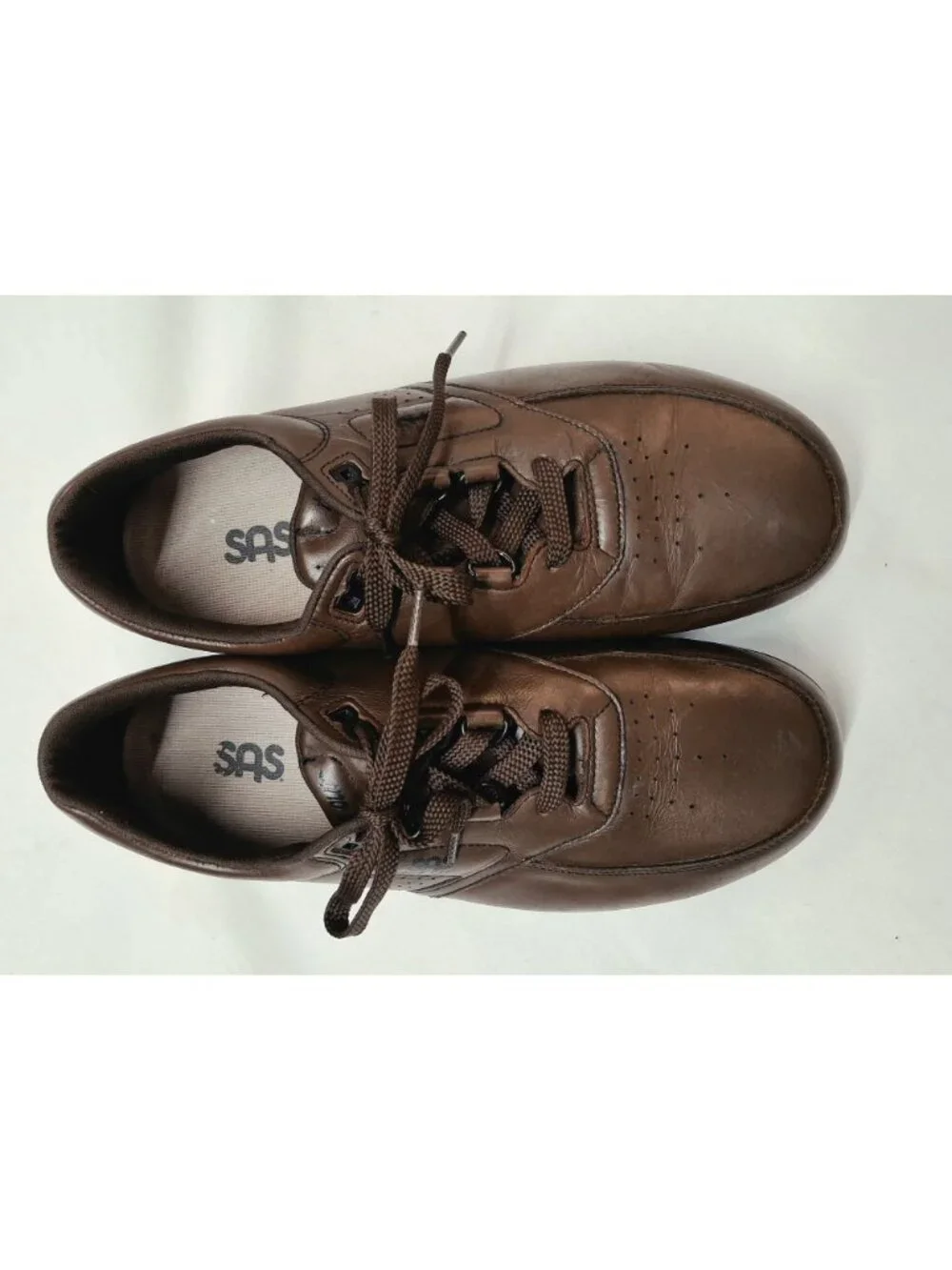 SAS Time Out Mens Brown Leather Comfort Shoes 10.5 WW Wide Width Lace-Up Durable